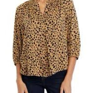 LOFT Tan and Black Animal Print Blouse